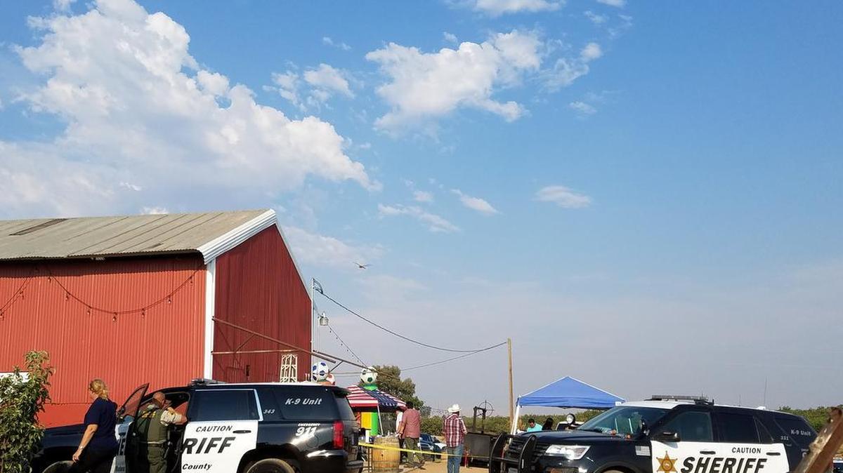 Deputies with the Madera County Sheriff’s Department investigate at the scene of an officer-involved shooting behind the Branch and Vine Event Venue on Avenue 12 near Highway 41 on Sunday, Aug. 20, 2017.