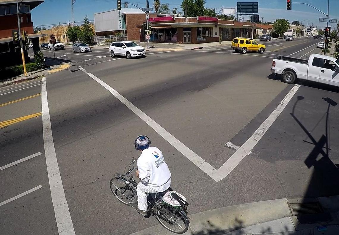 The intersection of Divisadero and Fulton streets, where Kori Ali Muhammad, the 39-year-old suspect in the triple shooting April 18, gave himself up to Fresno police.