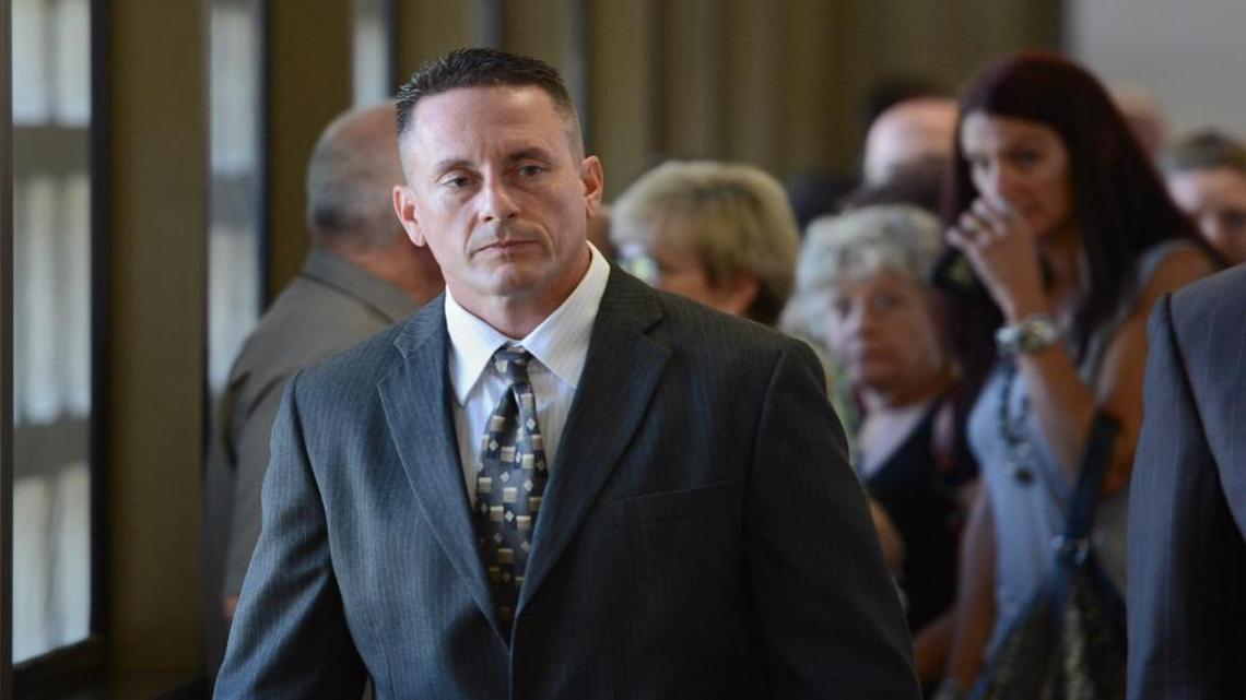 Loren LeBeau leaves court in 2012 in his fatal DUI case.