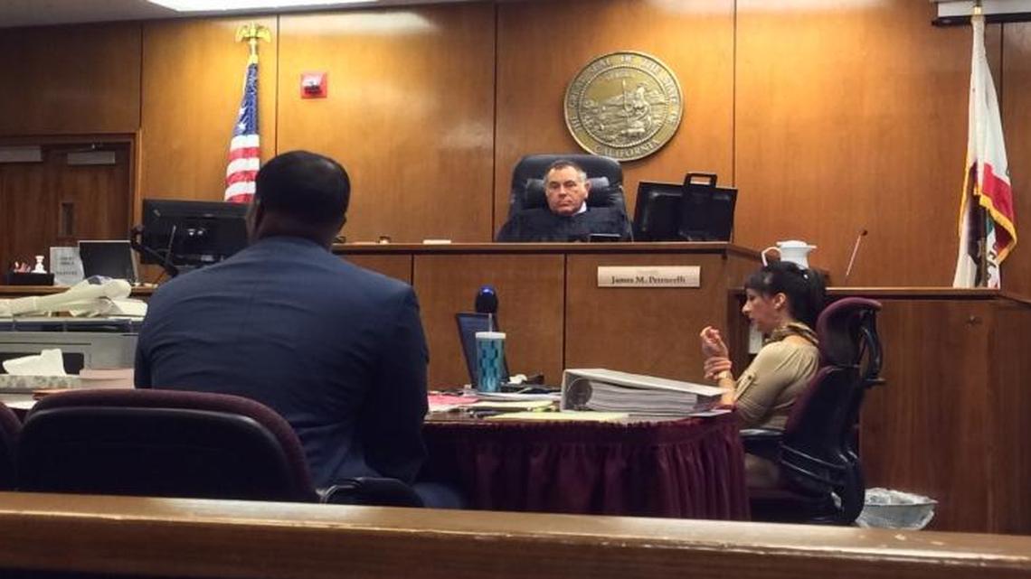 Fresno Superior Court Judge James Petrucelli listens Friday to opening statements in the attempted murder trial of three people accused of participating in a July 2015 southwest Fresno shooting that left a 14-year-old boy wounded.