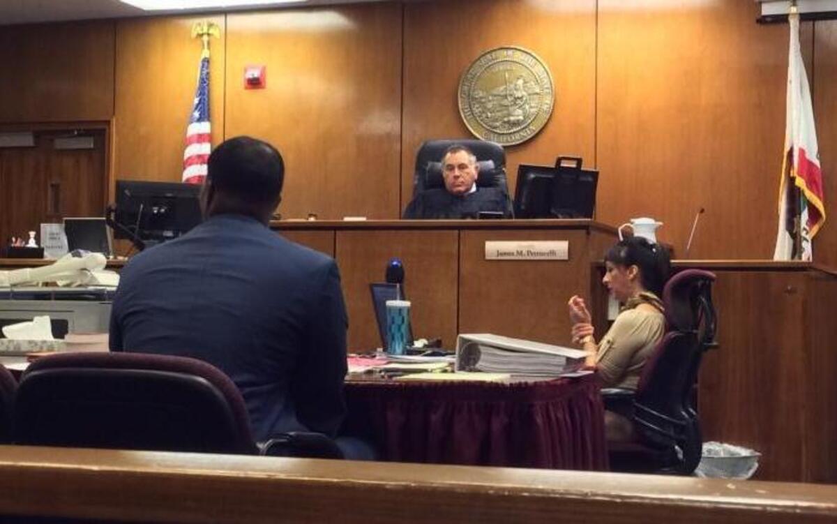 Fresno Superior Court Judge James Petrucelli listens Friday to opening statements in the attempted murder trial of three people accused of participating in a July 2015 southwest Fresno shooting that left a 14-year-old boy wounded.