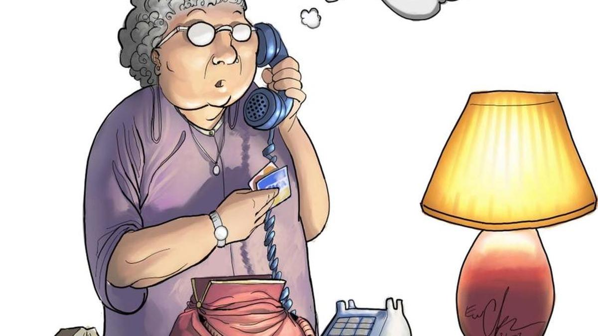 Telephone scammers target the vulnerable as in this illustration by artist Eric Chapman.