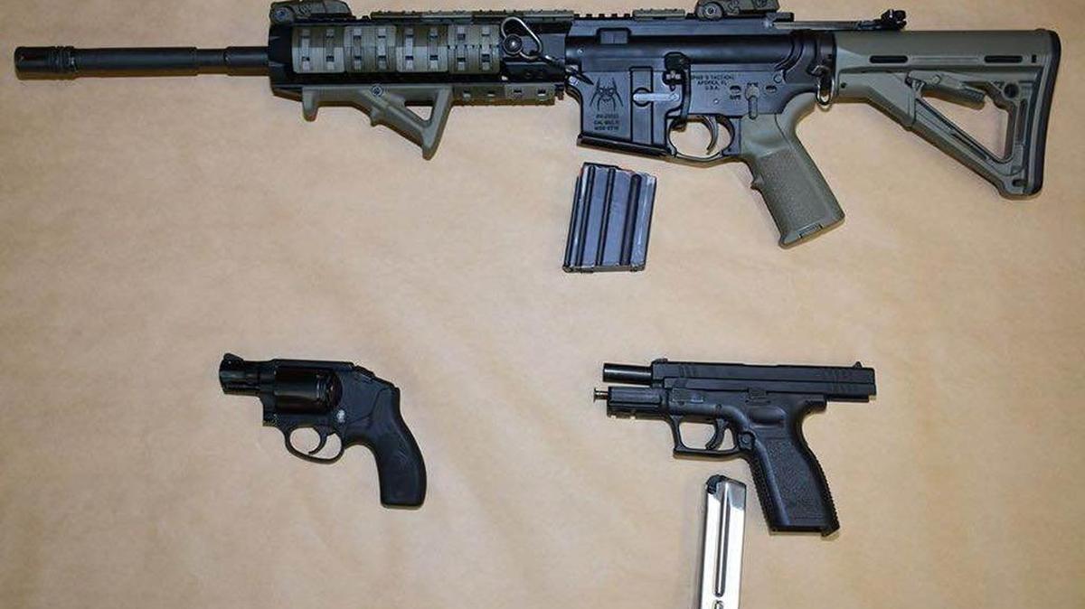 Weapons seized by police from a room at the Red Roof Inn