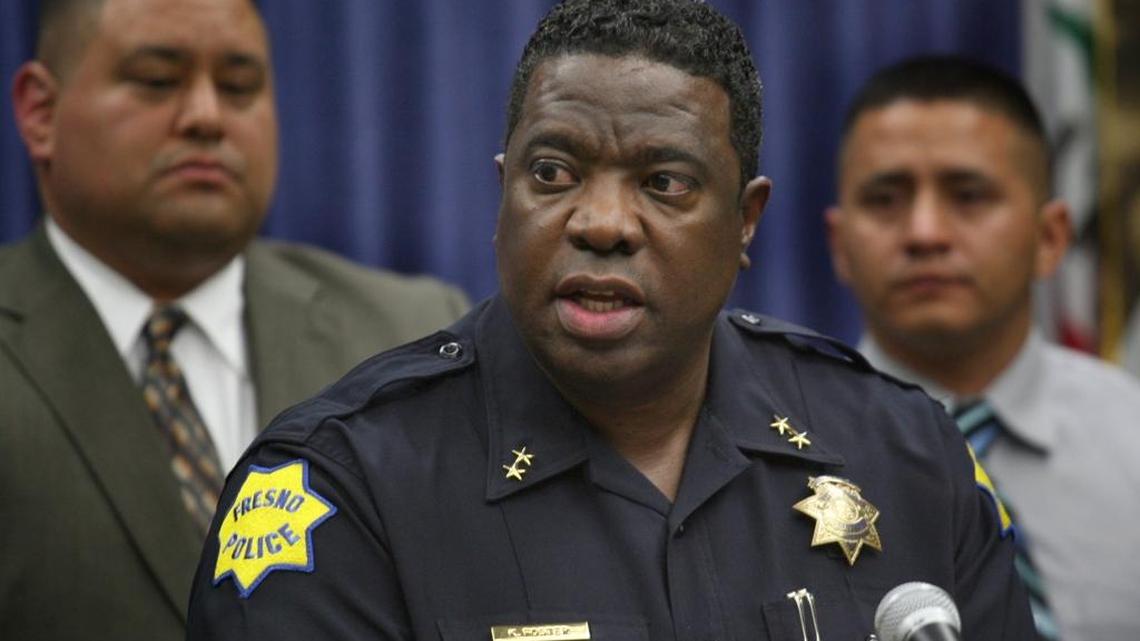 In this January 2012 photograph, Fresno Deputy Chief Keith Foster speaks at a press conference. Foster resigned from the Fresno Police Department in 2015 after he was accused of drug dealing. His criminal trial is scheduled May 9 in U.S. District Court in Fresno.