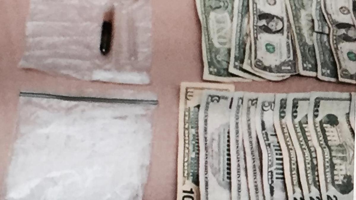 Cash and methamphetamine confiscated by police after a traffic stop on Tuesday, Jan. 3 at North Parkway Drive and West Belmont Avenue in Fresno.