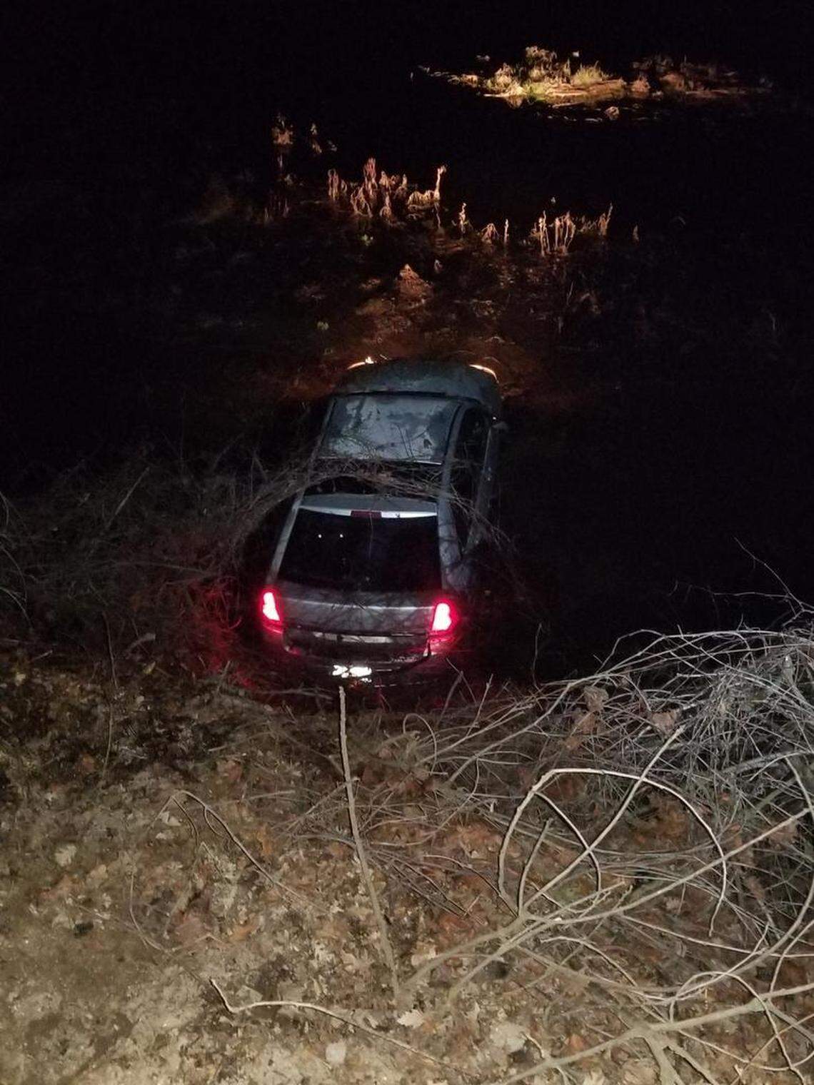 Visalia police say a chase of a stolen car ended when Christopher John Taylor, 45, drove it off an embankment and into the St. John’s River.