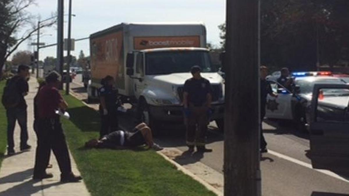 The scene of several hit-and-run crashes caused by a suspected drunk driver in northwest Fresno.