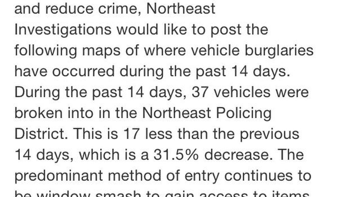 In the past two weeks, there have been 37 vehicle break-ins that have occurred in the Northeast Fresno area.