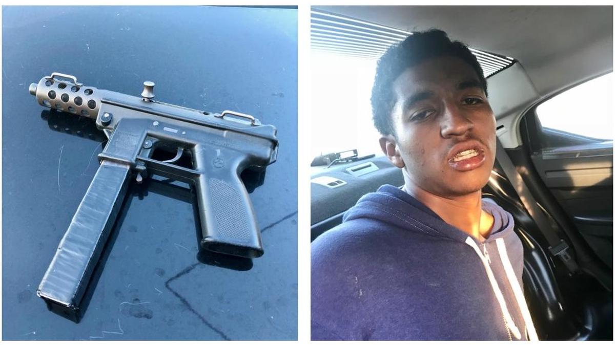 Elijah Pellum, 18, was booked into Fresno County Jail on Feb. 5, 2018 after police found him with a loaded pistol in a city park.