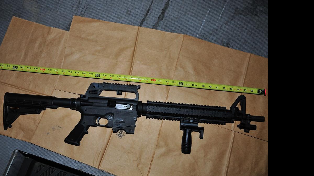 
Fresno police said this gun was found at a home where more than 100 shots were fired from within the home. The parents were arrested on weapons and child endangerment charges. 
