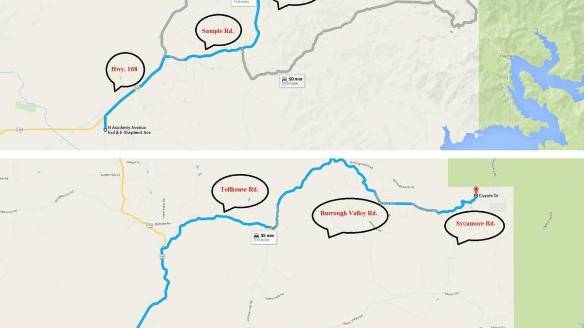 Two potential routes taken by kidnappers.