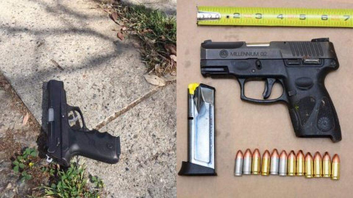 Guns discarded  by juveniles during foot pursuits Sunday in southwest Fresno. Police say they are focusing on an effort to get weapons away from gang members.