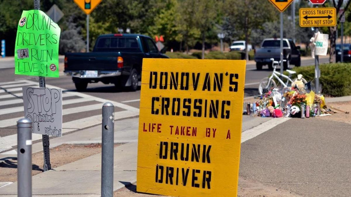 One of two signs placed along Shepherd Avenue in August 2012 soon after 7-year-old Donovan Maldonado was killed in a drunk-driving crash.