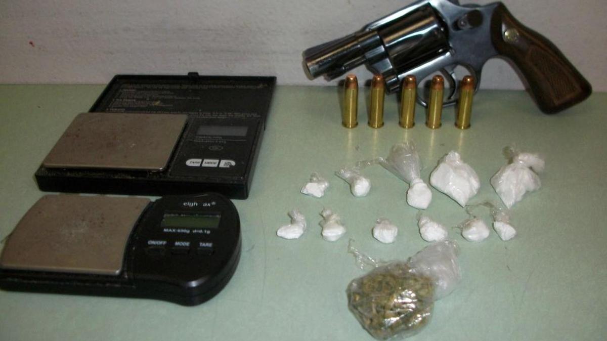 A loaded .38-caliber revolver, marijuana and two digital scales were found in Isaac Perez’s vehicle during a traffic stop in southwest Fresno on April 16, and 11 bags of cocaine were found in Perez’s pocket, Fresno police said.