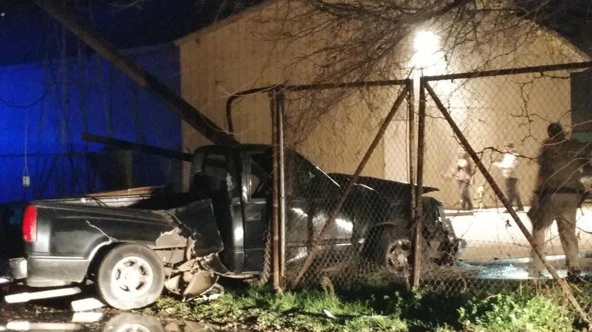 A man is accused of pulling a knife on a party guest before allegedly resisting arrest following a crash Jan. 13, 2017. The California Highway Patrol said drugs are likely a factor in the incident.