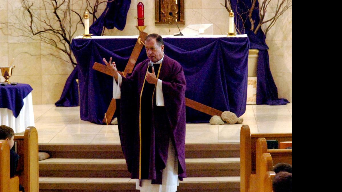 
Hundreds of locals attended the Ash Wednesday service at St. Joseph's Church, where the Rev. Bob Gamel spoke of the three disciplines for the season of lent.
