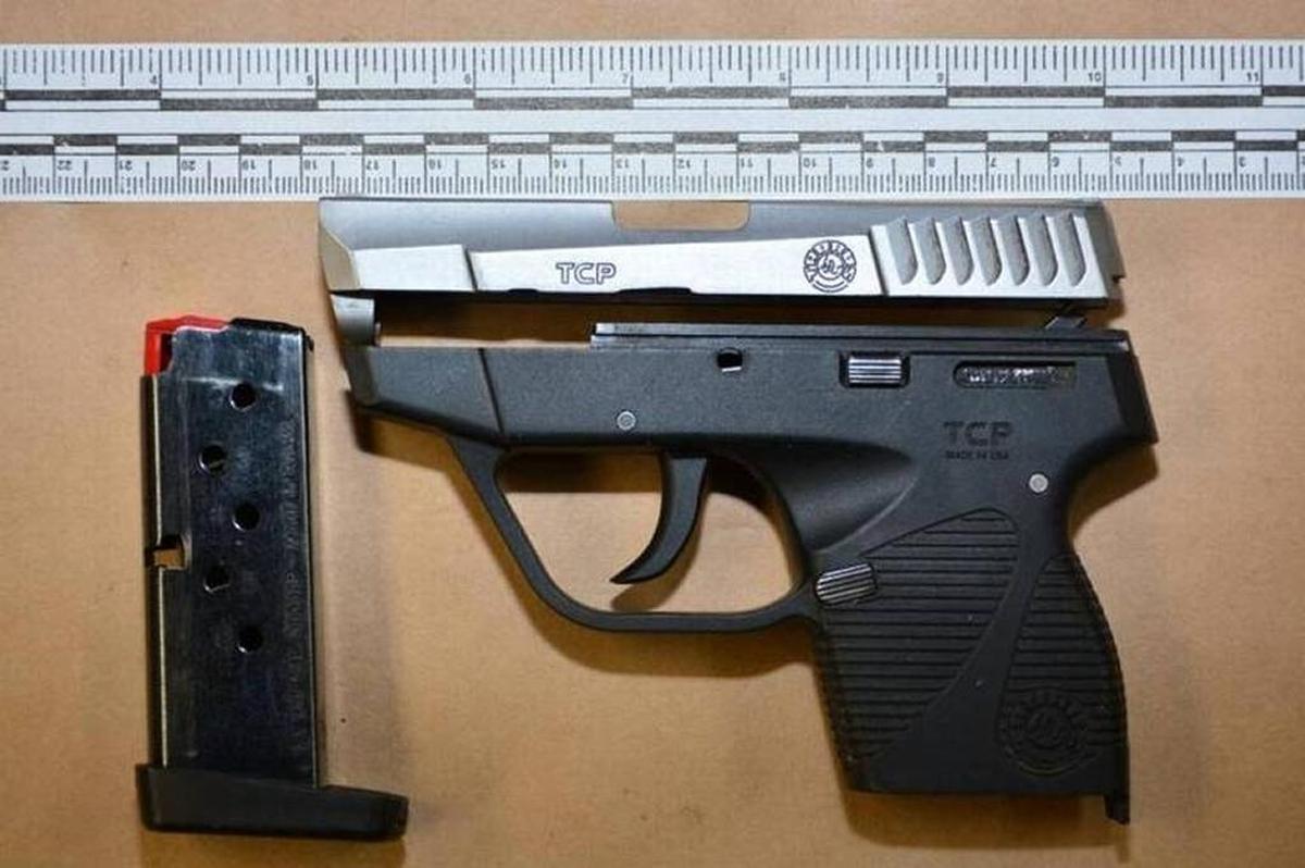 A compact semi-automatic handgun and clip were recovered at the scene of a postal van carjacking in September 2017 during the arrest of James Matthew Gonzales-Gay, 35, of Fresno, police say