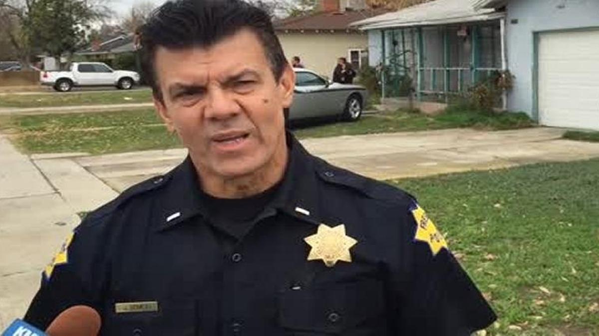 Fresno police Lt. Joe Gomez describes a home invasion robbery during a standup, off-the-cuff news conference at the crime scene in December 2015.