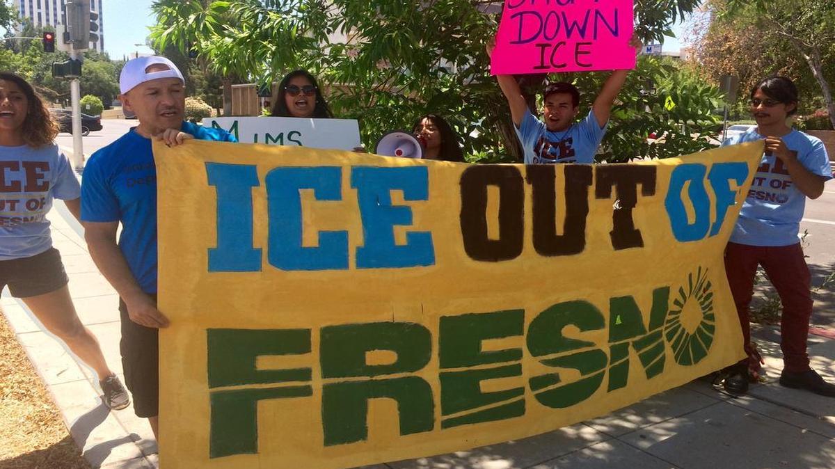 
Immigrant advocates protest a new collaboration between Fresno County Jail and U.S. Immigration and Customs Enforcement.
