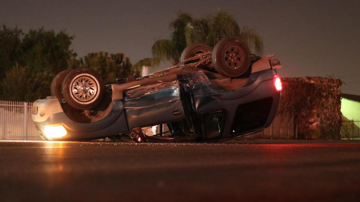 Police said the occupants of this Ford Explorer fled on foot after a two vehicle crash Wednesday near McLane High.