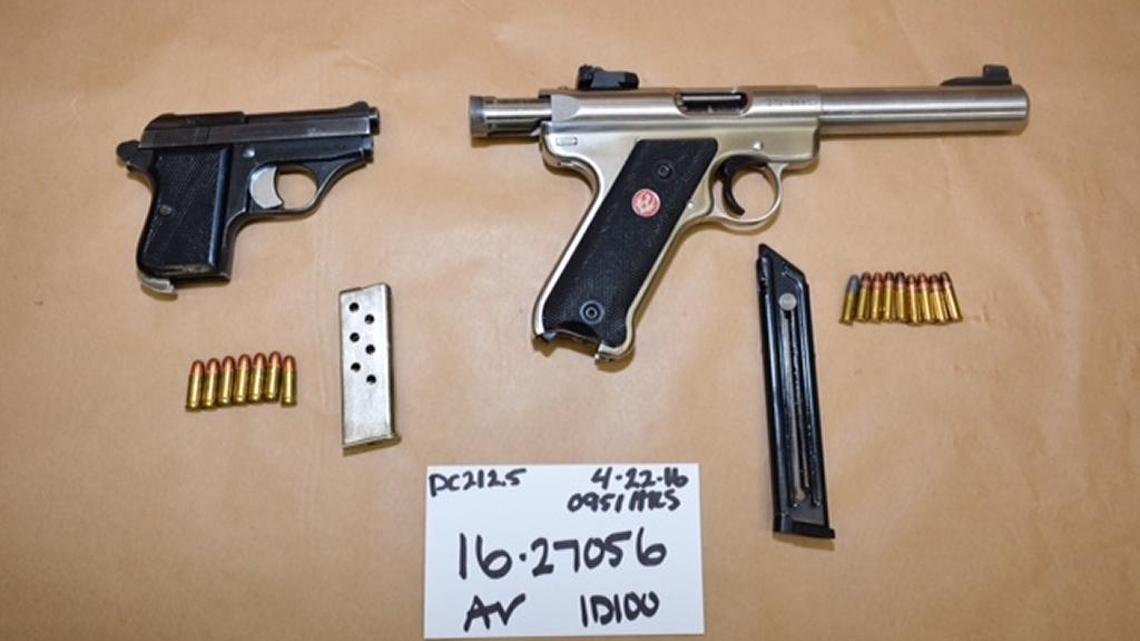 Weapons seized by police after apparent home invasion.