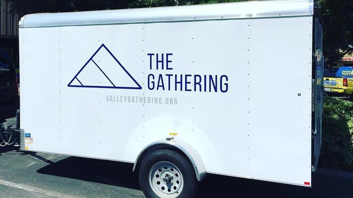 Members of The Gathering Church say this stolen trailer contained everything they need for Sunday services. They pray for its return, but also for whoever took it.