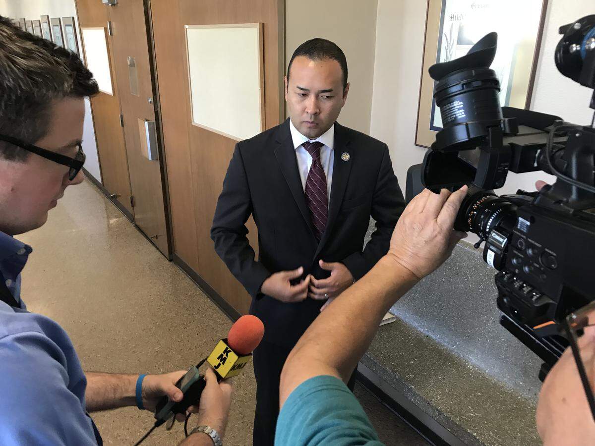Fresno prosecutor Andrew Janz talks to reporters on Friday, June 8, 2018, after a Superior Court judge denied bail to Buchanan High School senior Kyle Dwelle, 18, who is accused of threatening to do a mass shooting during graduation ceremonies. Janz said Dwelle fits the profile of a mass school shooter.