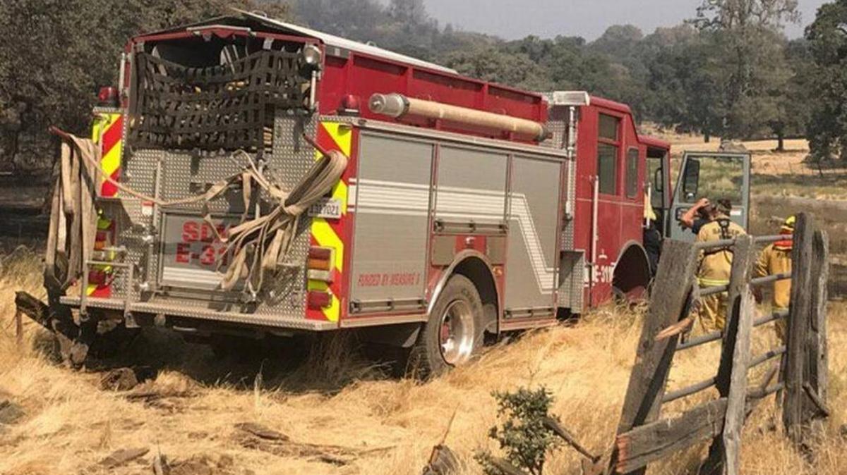 A Selma fire captain battling the Detwiler blaze in Mariposa County was airlifted to a Fresno hospital after a fire truck crashed Friday morning, July 21, 2017.