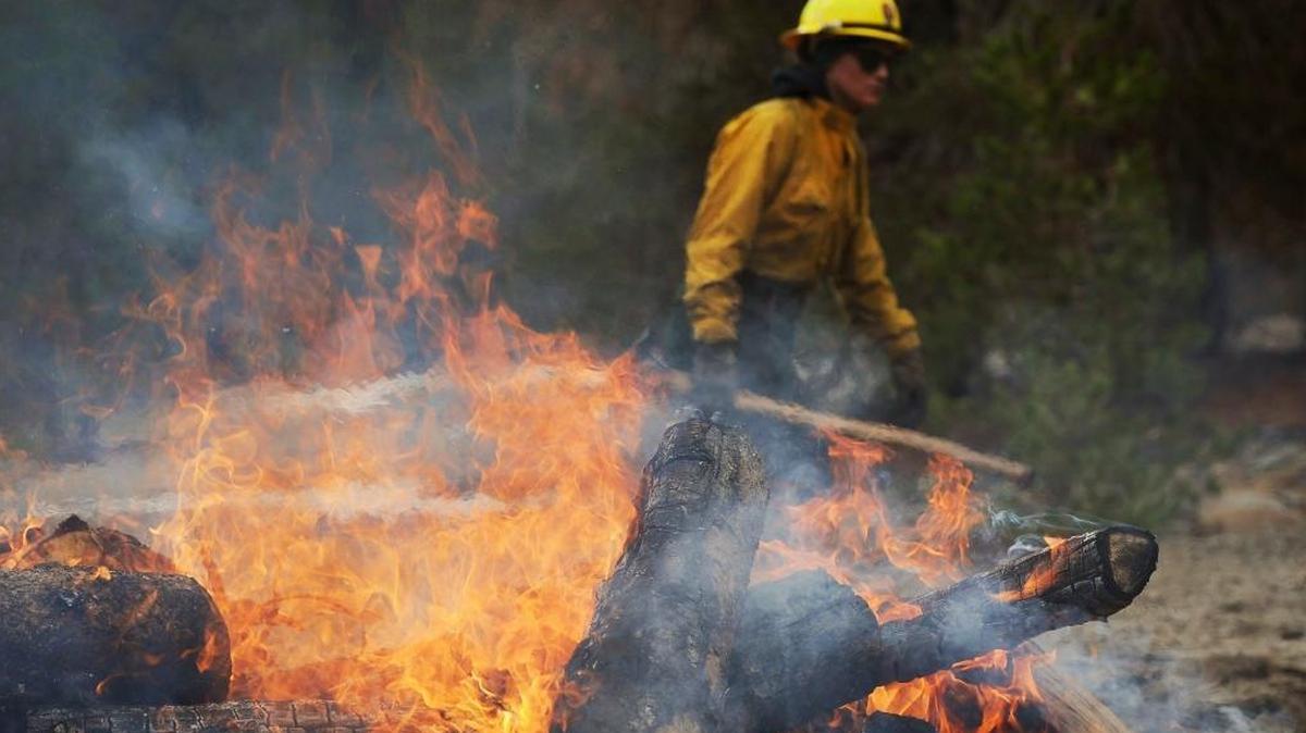 A burn pile at Bridalveil Campground in Yosemite National Park during a media tour of the Empire Fire in September. A wildfire started burning Dec. 4 in Sierra National Forest when embers from a burn pile blew into the forest.