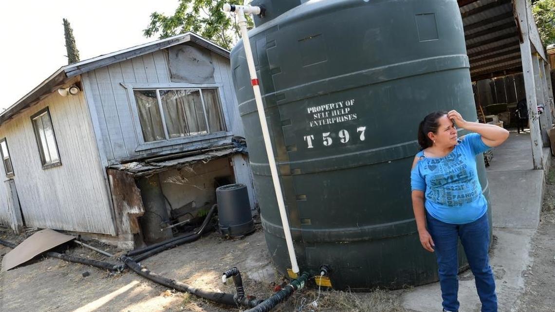 Juana Garcia is one of many East Porterville residents who had to rely on a water tank being refilled for her home supply.