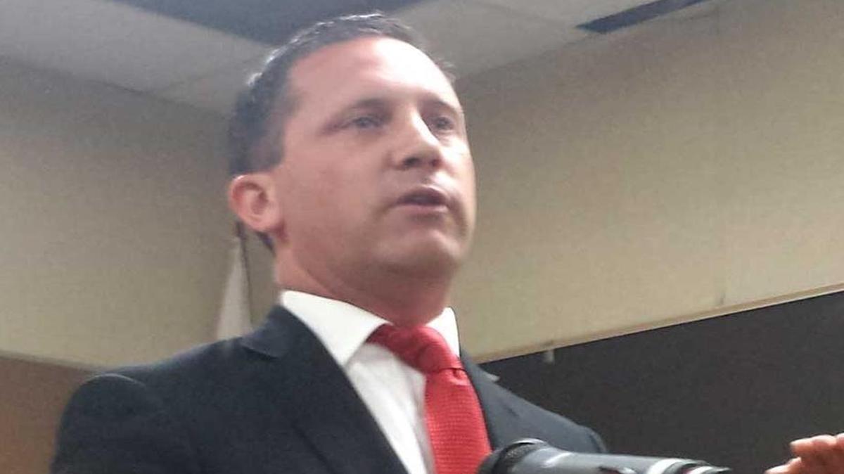 Former Sanger Mayor Joshua Mitchell announces his resignation from the position in 2015.