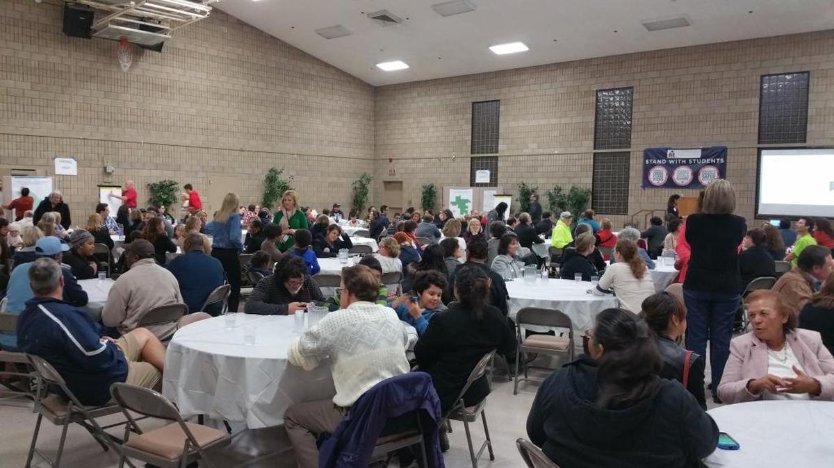 More than 400 people gathered at Hope Lutheran Church in northeast Fresno to hear the Fresno Teachers Association’s priorities for district funding and its goals for school board elections in 2016.