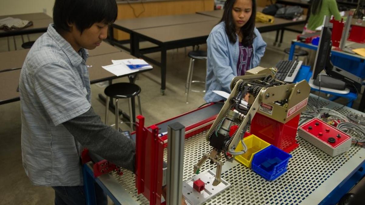 In a 2014 file photo, students work on an engineering project at Edison High School in Stockton.