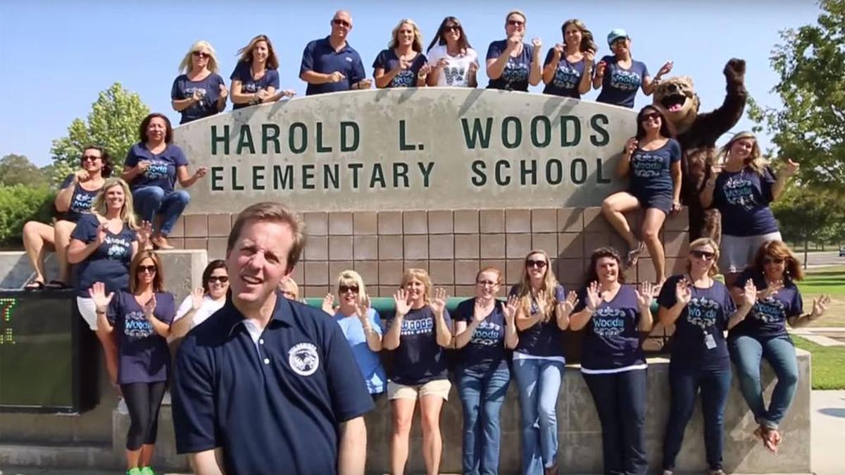 
Teachers and staff at Harold Woods Elementary in Clovis created a music video to welcome students back to school Monday, Aug. 24, 2015, the first day of the school year for Clovis Unified.
