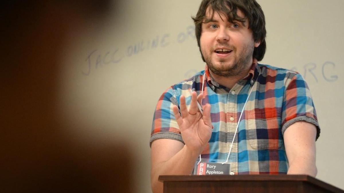 Fresno Bee reporter Rory Appleton presents during his news writing workshop at the Journalism Day conference on Friday, March 17, 2017, at Fresno City College. About 225 high school students from 15 area schools participated in the free event. Local news media professionals presented workshops on a variety of topics including photography, multimedia, radio, broadcasting, news writing, media internships, sports, social media, fake news and journalism ethics.