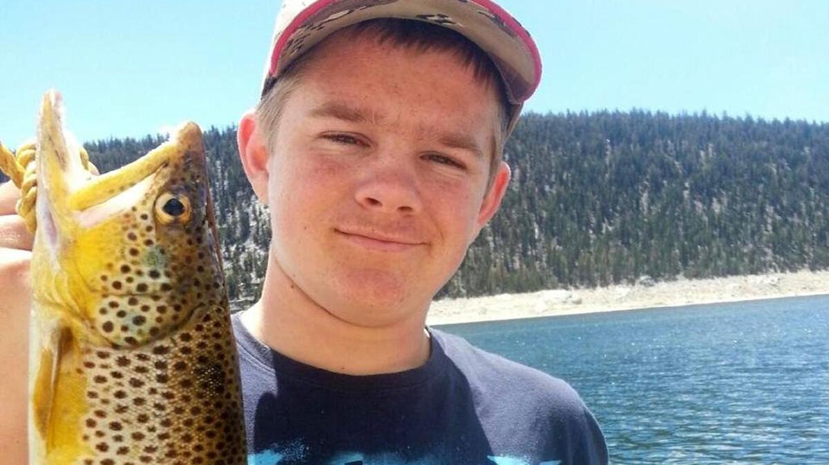 
In an undated photo, Nolan Eggert poses with fish caught at Edison Lake. Eggert, 16, a sophomore at Sierra Pacific High School in Hanford and the goalie on the school's water polo junior varsity squad, died Friday night in a traffic accident while riding a bicycle. 
