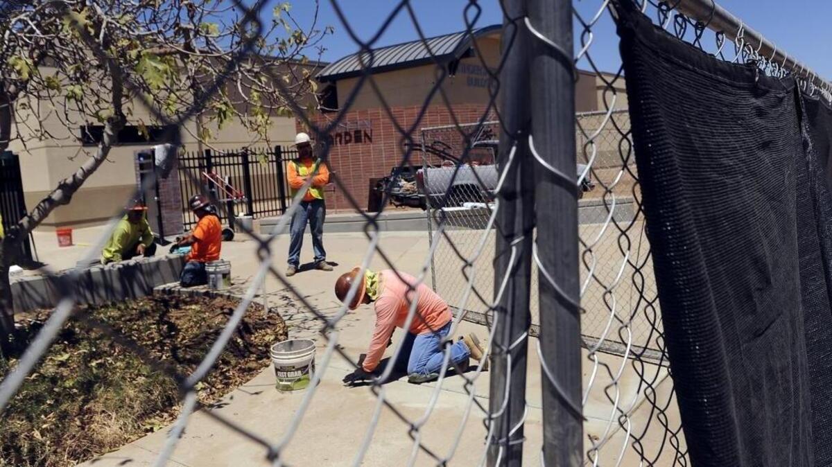Some work continues following termination of the contract by Fresno Unified School District with Bush Construction at Figarden Elementary School, with the district citing a potential conflict of interest between the contractors and school board president Brooke Ashjian. Photographed Wednesday, June 28, 2017 in Fresno, Calif.