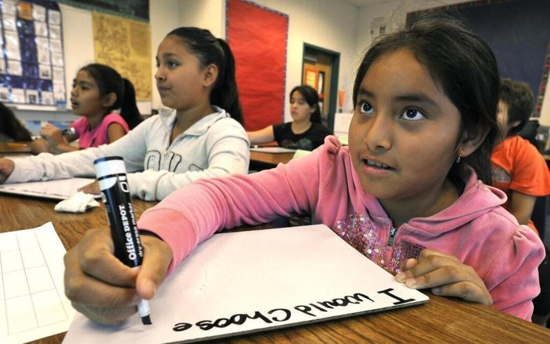 Fresno Unified student Marissa Angeles attends an English learner class at Yokomi Elementary in 2015.