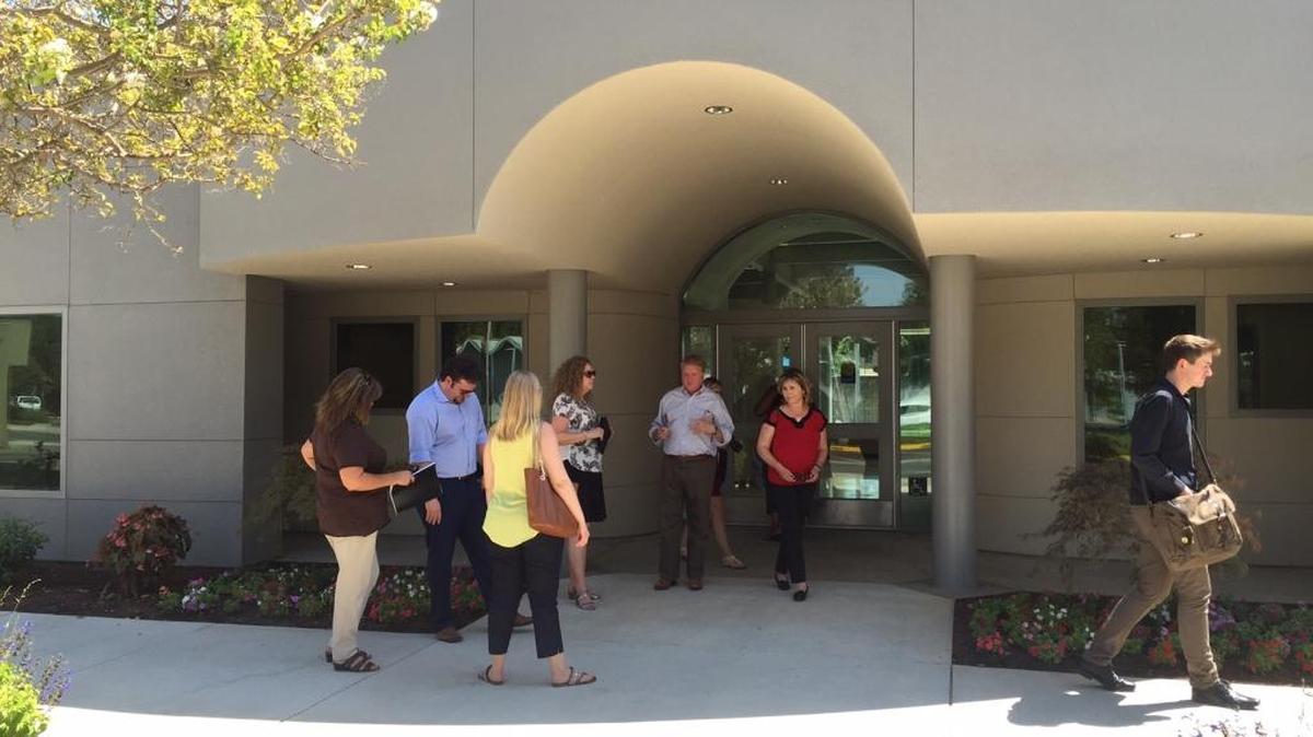 Officials from Fresno State tour the new satellite campus in Visalia at College of the Sequoias.