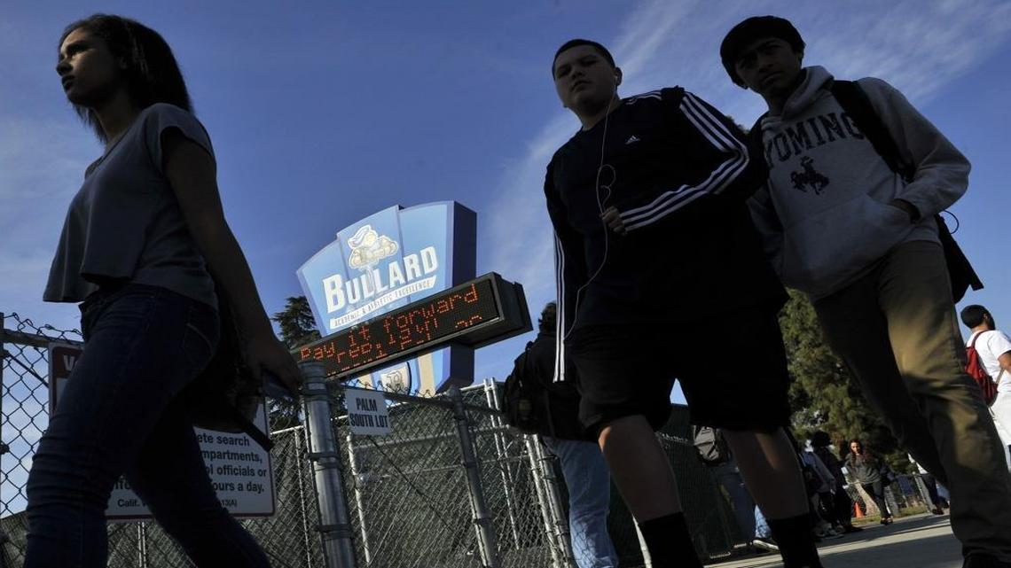 Students leave the Bullard High campus after the sixth-period bell on Monday, Feb. 22, 2016, in Fresno. Some teachers at Bullard High want to convert the school into a charter school and get it out from under the direction of Fresno Unified School District.