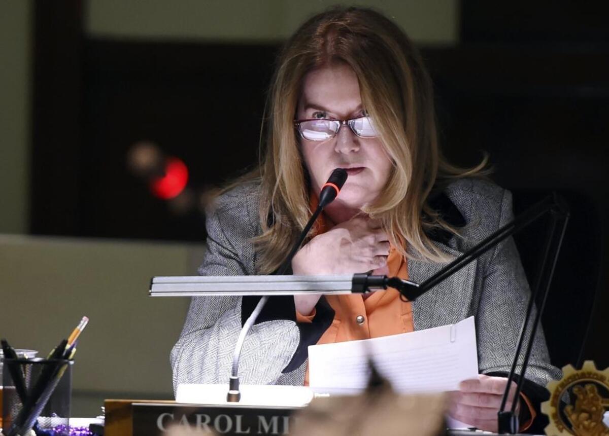 Carol Mills, pictured here at an FUSD school board meeting in 2017, represented the Fresno High area for 17 years. She died in 2021, just months after winning re-election in 2020. The winner of April 12, 2022 special election will finish out the term ending in 2024.