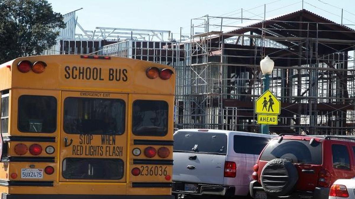 One of two classroom buildings is shown under construction at Fresno High School in October 2012 – one of seven major Harris Construction projects in Fresno Unified in that era.