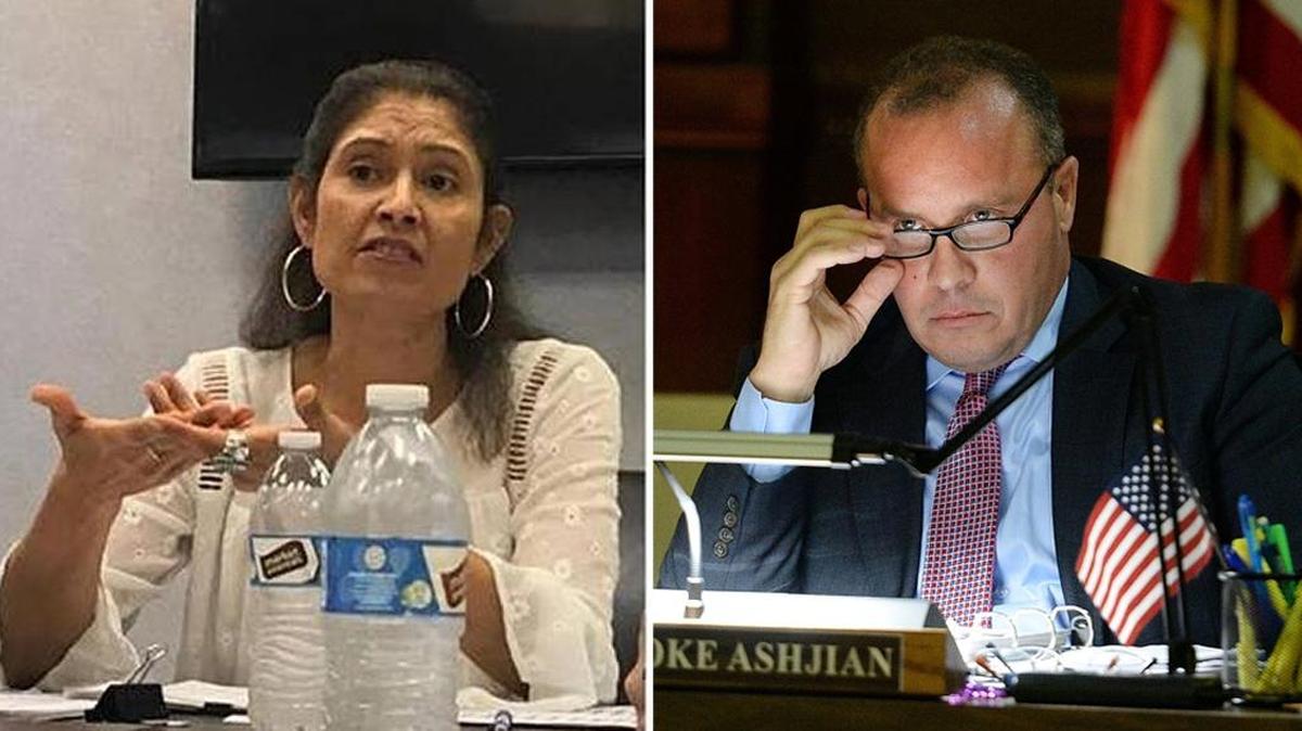 Tish Rice, left, president of the Fresno Teachers Association union, reacted strongly to published comments by Fresno Unified School District board president Brooke Ashjian, right, that the district’s teachers will “probably” strike.