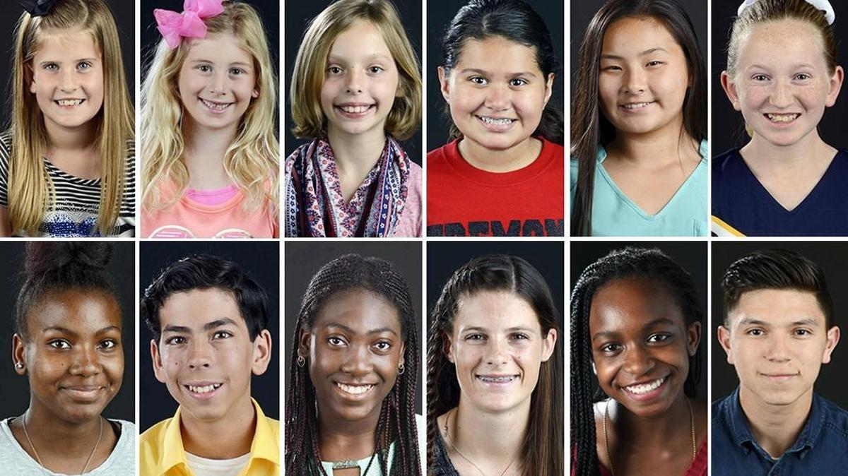 The Bee's 2016 Academic All-Stars. Top row, from left: first grade, Holly Weber, Quail Lake Environmental Charter School; second grade, Kayla Rose Kandarian, Marshall Elementary; third grade, Emily Epperly, Dailey Elementary; fourth grade, Amber Chavero, Fremont Elementary; fifth grade, Kali Nishimine, Valley Oak Elementary; sixth grade, Carter Williams, Fort Washington Elementary. Bottom row, from left: seventh grade, Tiaa Bland, West Fresno Middle; eighth grade, Rafael Bryant, Computech Middle; ninth grade, Ecy King, Clovis West High; 10th grade, Andee Poole, Hallmark Charter School; 11th grade, Chiazo Agina, Sanger High; 12th grade, Adrian Figueroa, Tranquillity High.