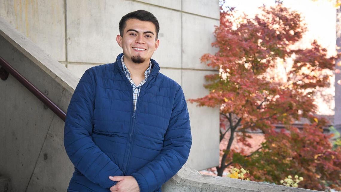 Fresno State student Jose Mundo photographed outside the Craig School of Business at Fresno State University on Wednesday, Dec. 1, 2021.