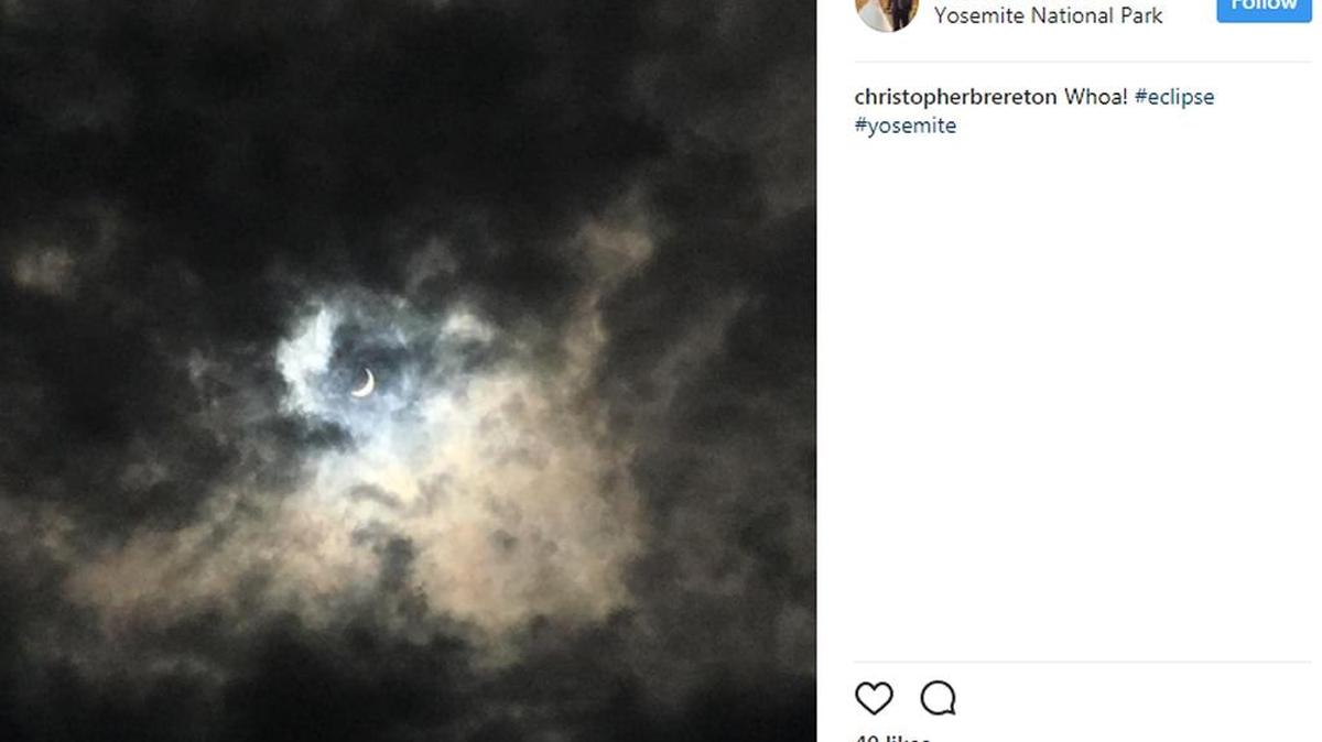 Christopher Brereton posted this haunting image of the solar eclipse as seen from Yosemite National Park on Monday, Aug. 21, 2017.