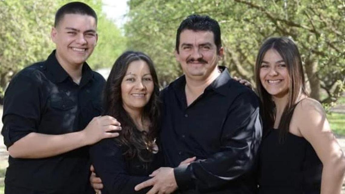 From left, Eliseo, Maria, Carlos and Emily Barrera pose in a family photo. Maria Barrera is a Catholic minister who has lived in Mendota for nearly 30 years but had a close call with deportation this month.