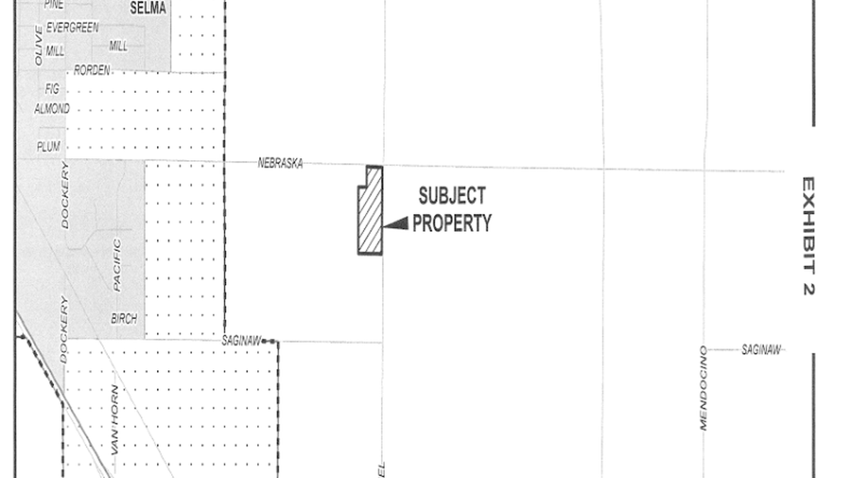 This map shows land proposed for Selma-area cemetery. The plan was rejected by the Fresno County Board of Supervisors.
