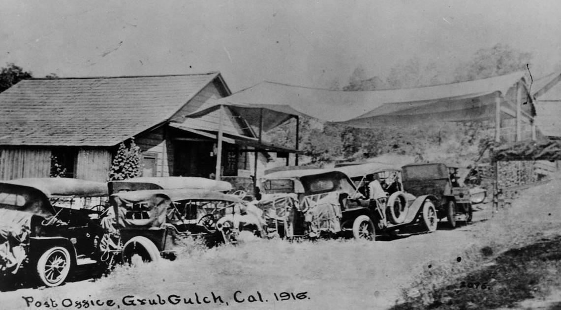The last vestige of Grub Gulch was the post office, shown in this picture postcard from 1915, shortly before its closure.