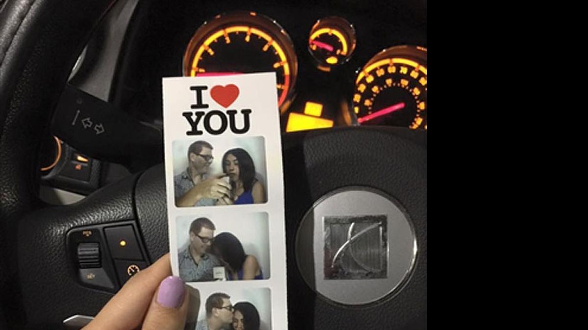 
In an image Amy Chavira Nehring posted on social media, she displays a photobooth strip she found in Fresno. The photos are of Tyler Cook and Yvette Mendez of Chowchilla. Cook proposed to Mendez in the booth on June 28, 2015.
